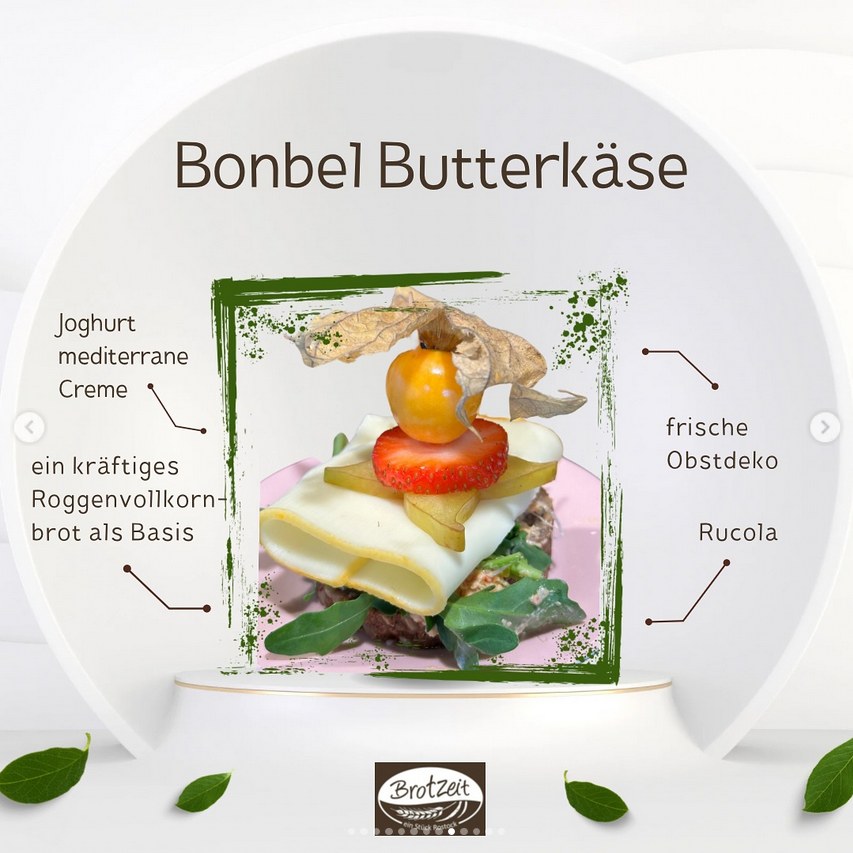 Canapé mit Bonbel-Butterkäse und mediterraner Joghurtcreme — Brotzeit Rostock