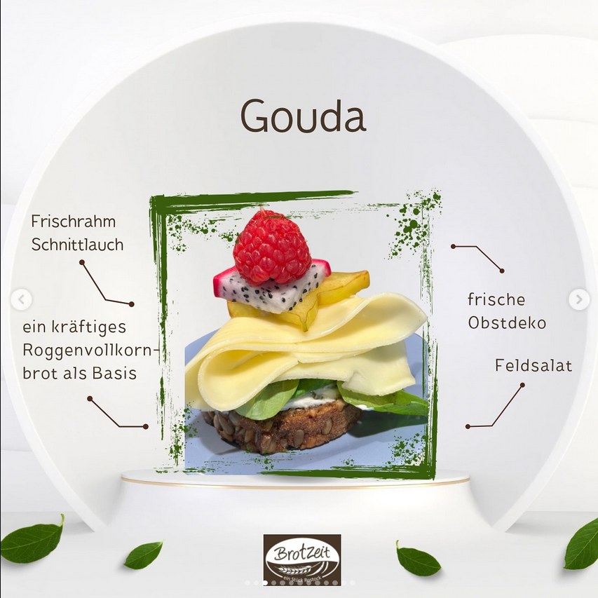 Canapé mit Gouda, Frischrahm-Schnittlauch und Feldsalat — Brotzeit Rostock