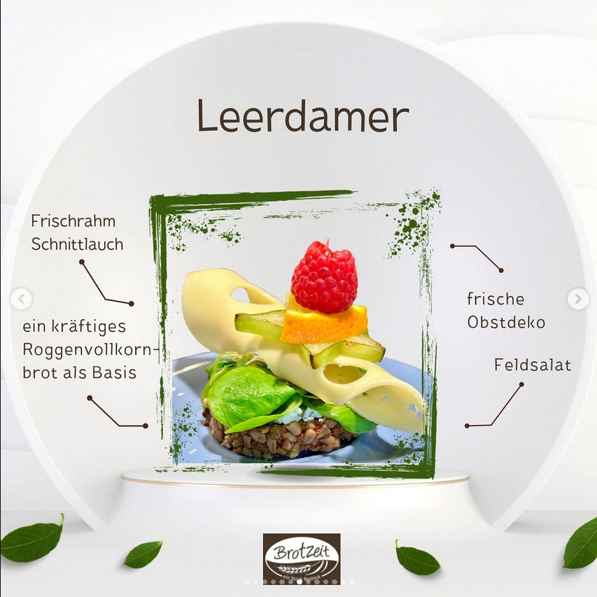 Canapé mit Leerdammer, Frischrahm-Schnittlauch und Feldsalat — Brotzeit Rostock