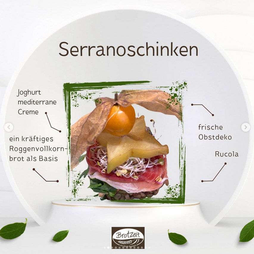 Canapé mit Serranoschinken und mediterraner Joghurtcreme — Brotzeit Rostock