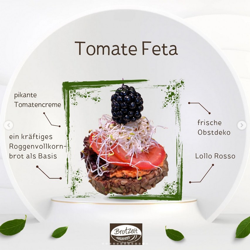 Canapé mit Tomate, Feta und pikanter Tomatencreme — Brotzeit Rostock